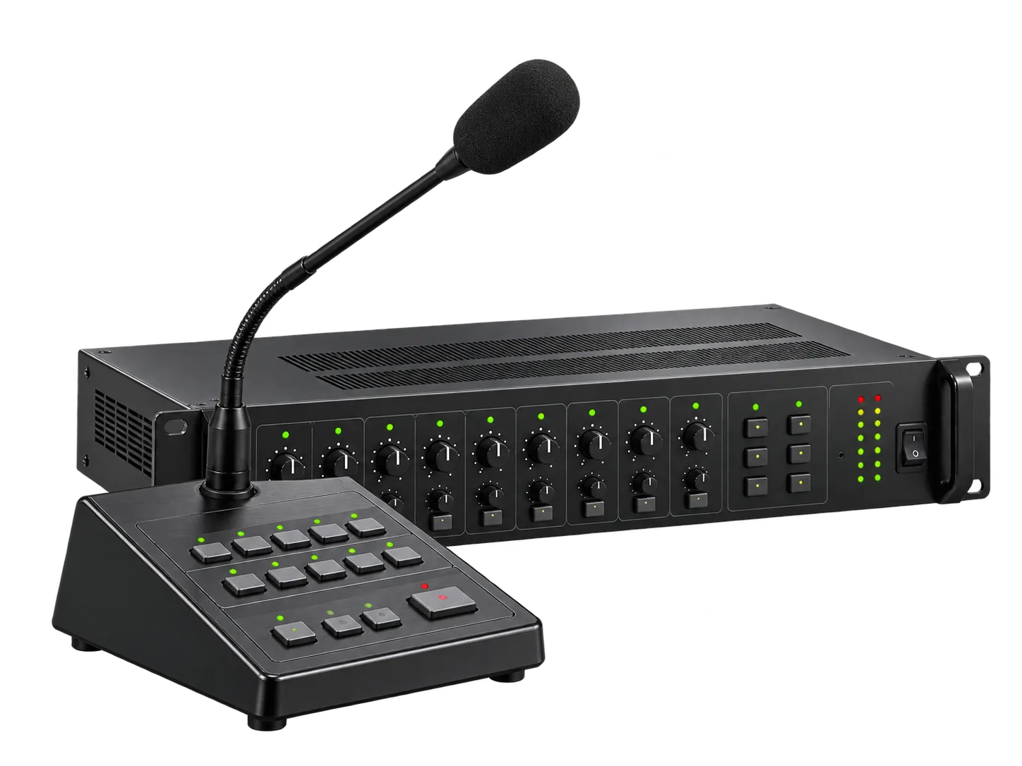 PA paging console with multi-zone audio controller